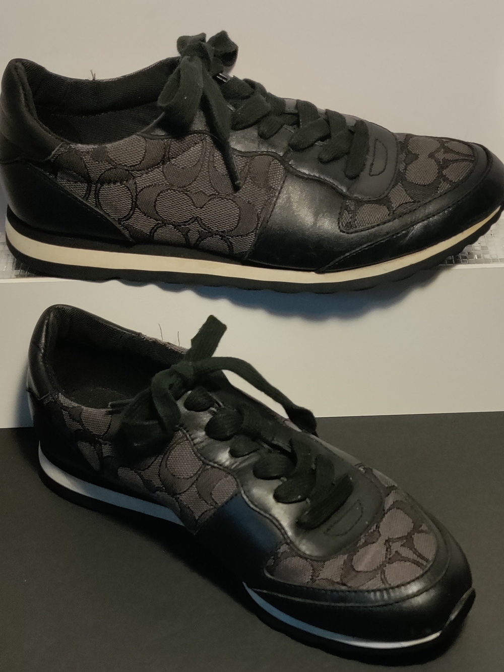 Coach Men’s Black and Gray Signature Low-Top Sneakers